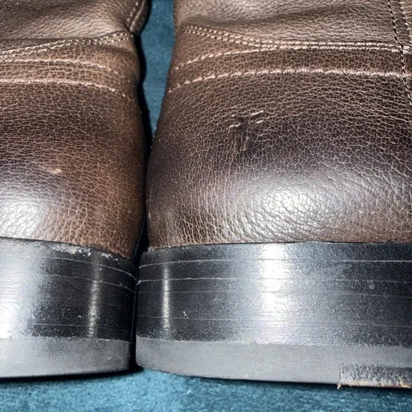 Frye Melissa Dark Brown Leather Heeled Boots - Picture 6 of 7